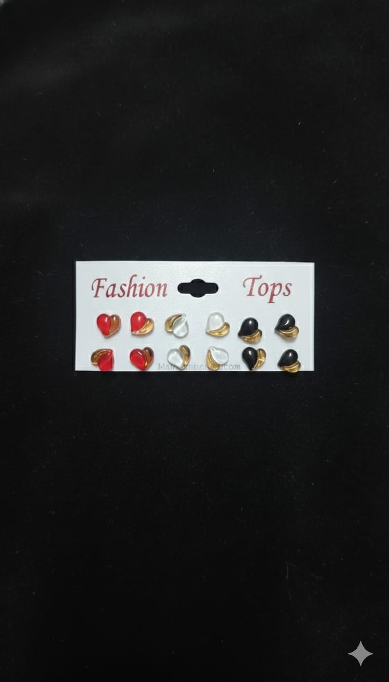 Elegant Heart Stud Earrings Set
